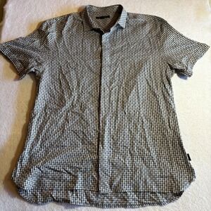 John Varvatos USA Mens XL Check Short Sleeve Button Down Shirt